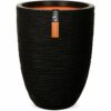 Capi Pflanztopf Nature Rib Elegant niedrig Riffel Ø 46 cm x 58 cm Schwarz
