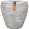 Capi Pflanztopf Nature Rib konisch rund Riffel Ø 42 cm x 38 cm Elfenbein