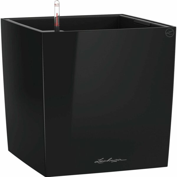 Lechuza Pflanzgefäß Cube Premium 30 cm x 30 cm Schwarz hochglanz