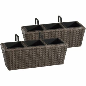 Gartenfreude Balkonkasten Polyrattan 47 cm x 17 cm Cappuccino 2 Stück