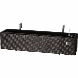 Gartenfreude Balkonkasten Polyrattan eckig 80 cm x 19 cm Bicolour Braun