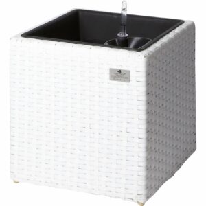 Gartenfreude Pflanzkübel Polyrattan 36 cm x 36 cm Weiß