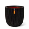 Capi Übertopf Kugel Groove NL elegant Schwarz 35 x 34 cm