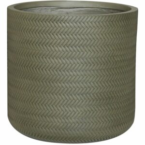 Übertopf rund aus Fibre-Clay mit Zopfmuster Grün (H x Ø) 34