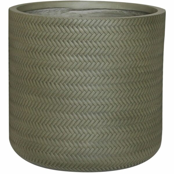 Übertopf rund aus Fibre-Clay mit Zopfmuster Grün (H x Ø) 34