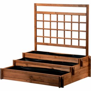 Dobar 3-Etagen-Hochbeet Peru inkl. Pflanzfolie mit Rankgitter FSC®